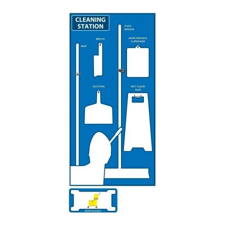 National Marker Company National Marker Cleaning Station Shadow Board, Blue/White, 72 X 36, Industrial Grade Aluminum SB141AL